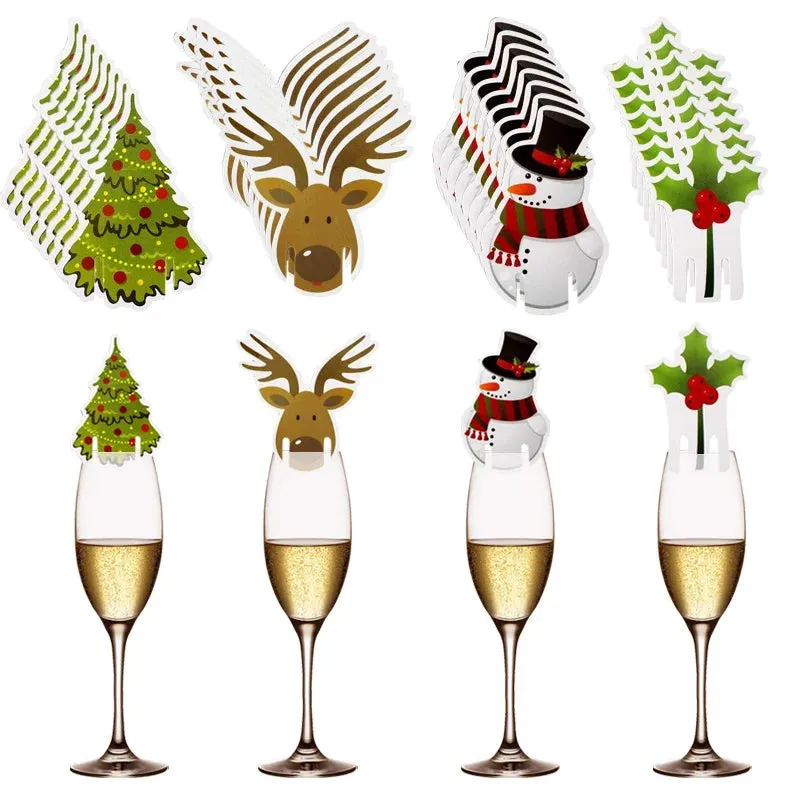 Christmas Cup Card Santa Hat Wine Glass