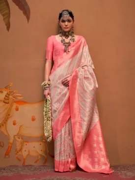 Coral Handloom Weaving Silk Saree