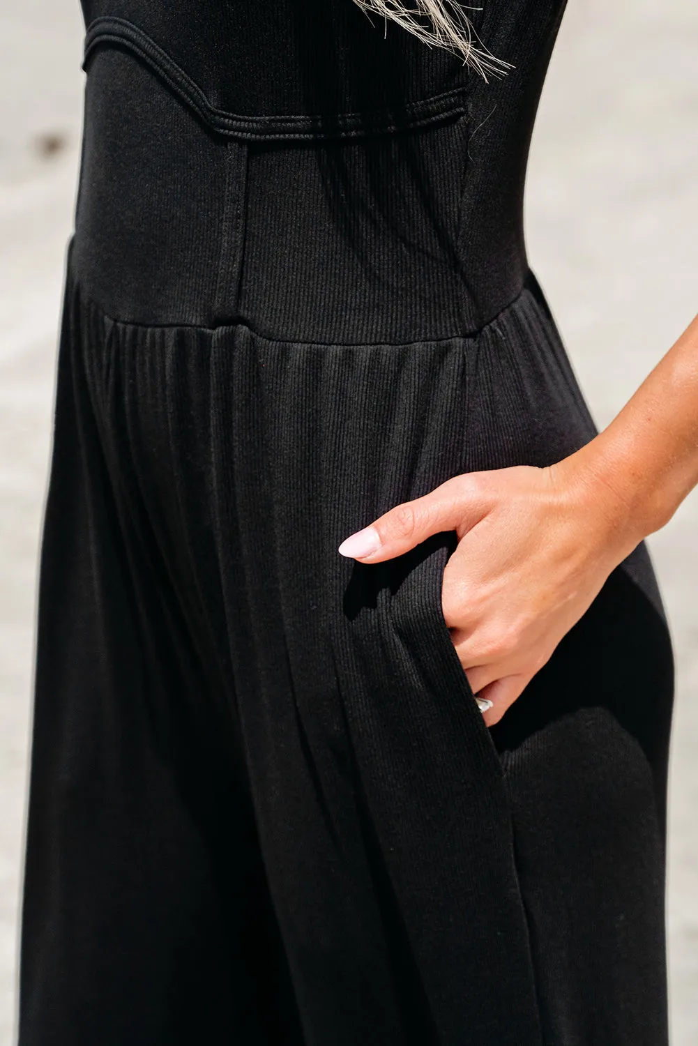 Corset Waist Sleeveless Wide Leg Jumpsuit
