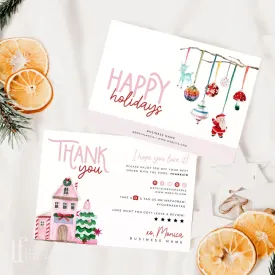 Cute Kitschy Christmas Business Thank You Card Canva Template