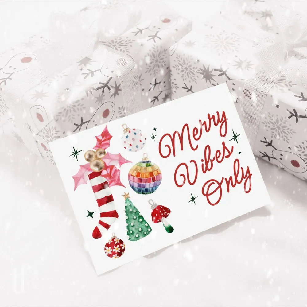 Cute Kitschy Vintage Ornament Christmas Business Thank You Card Canva Template