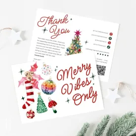 Cute Kitschy Vintage Ornament Christmas Business Thank You Card Canva Template