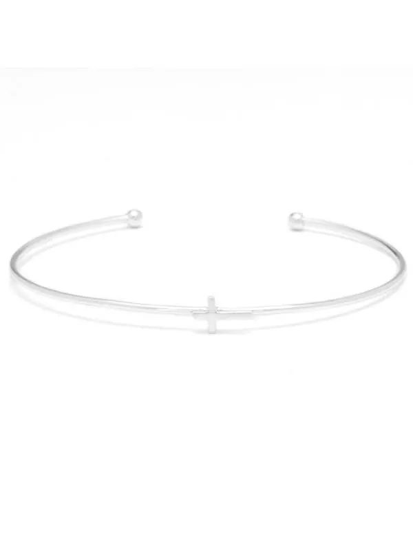 Dainty Silver Cross Bracelet