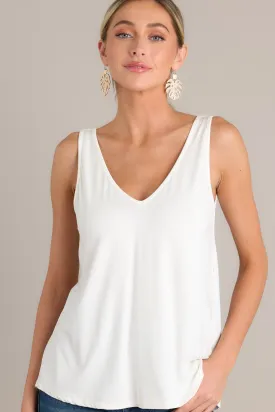 Daring Heart V-Neck Ivory Tank Top