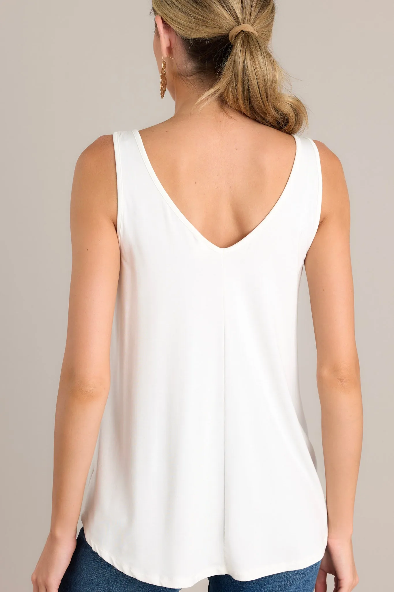 Daring Heart V-Neck Ivory Tank Top