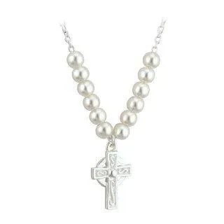 First Communion Pearl and Cross Pendant