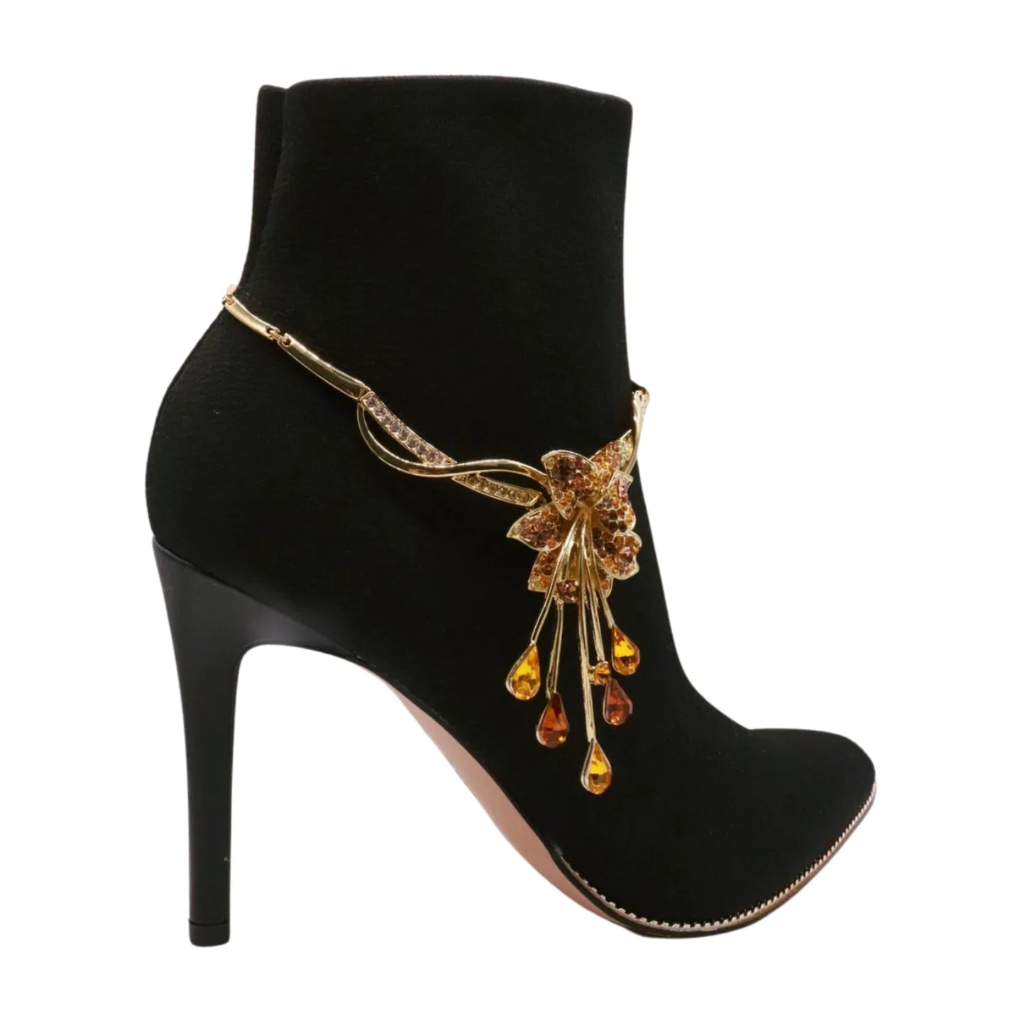 Gold Metal Chain Boot Bracelet Shoe Lily Flower Charm