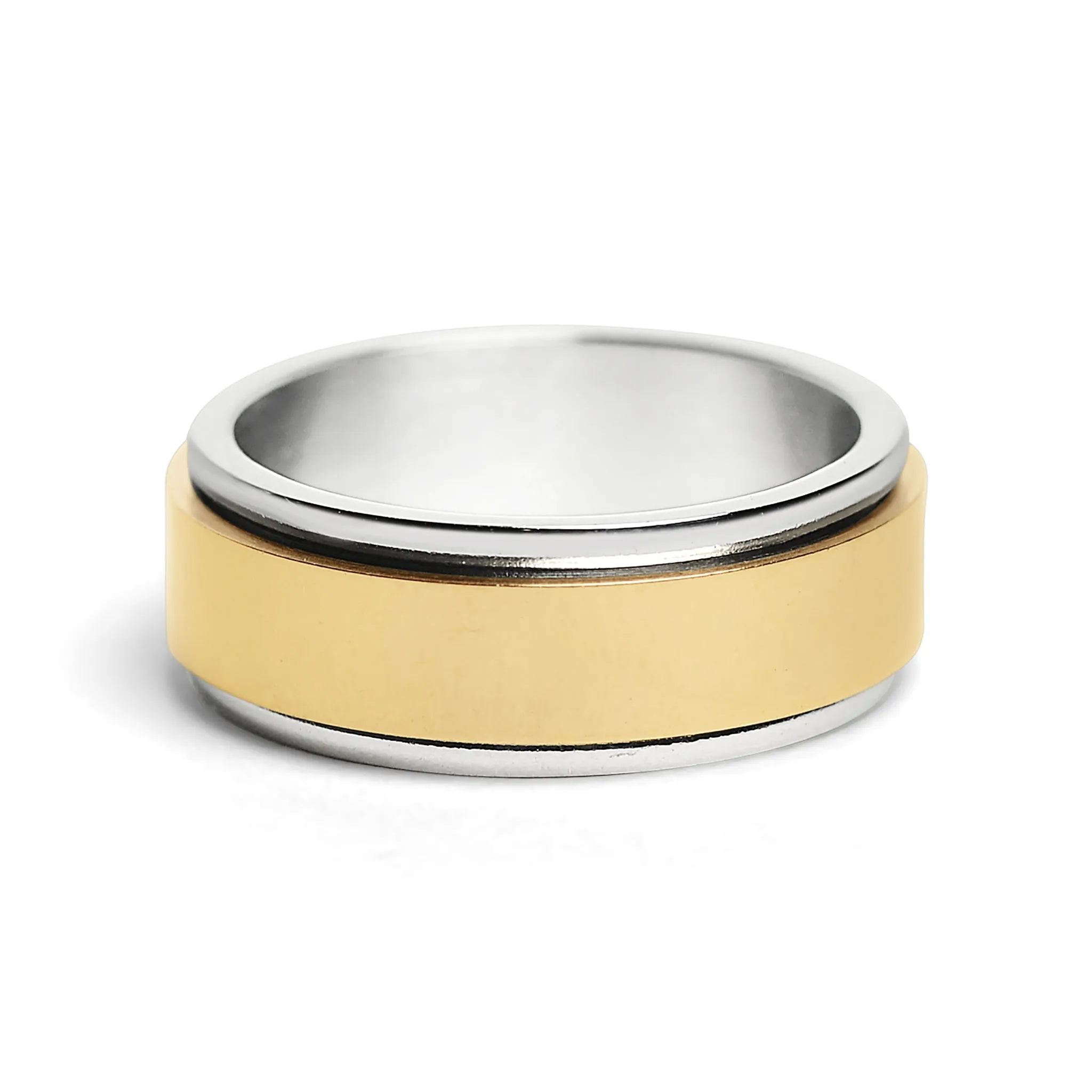 Gold Spinner Center Polished Stainless Steel Ring / SRJ2451