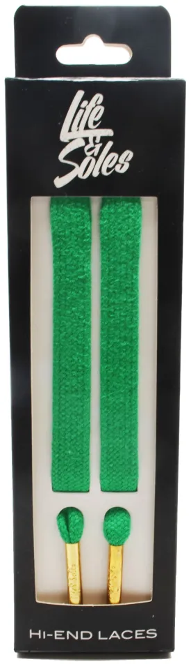 Green Slightly Waxed With Gold Tips Shoelaces