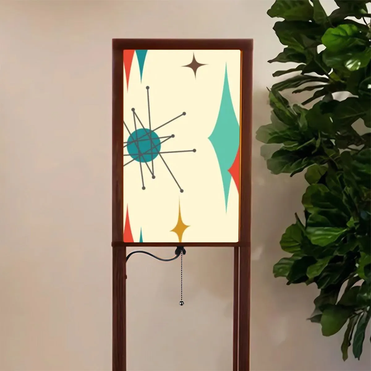 Mid Century Modern Franciscan Starburst, Floor Lamp with Shelves