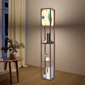 Mid Century Modern Franciscan Starburst, Floor Lamp with Shelves