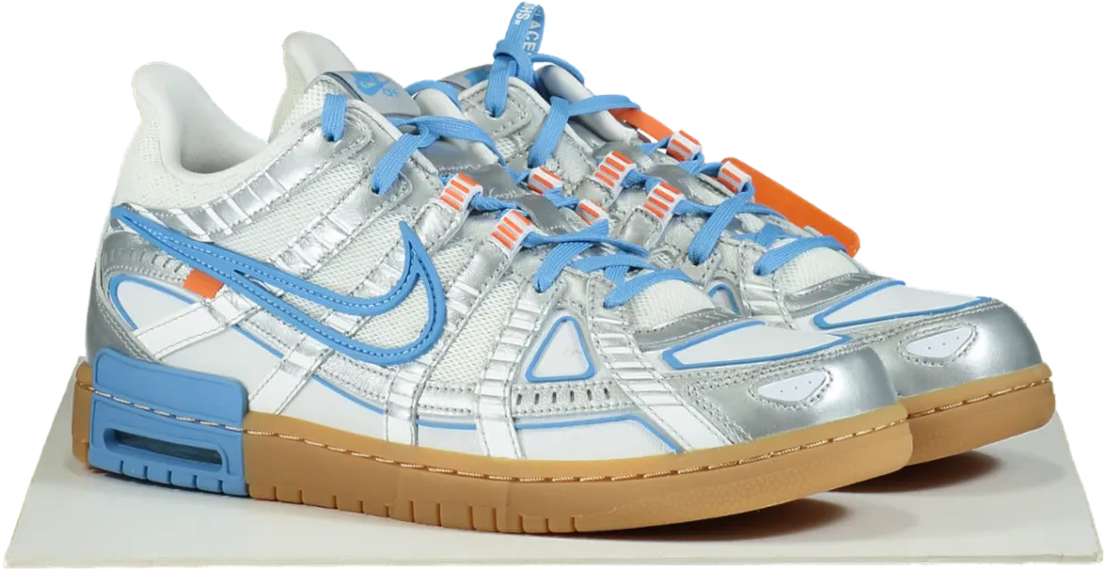 Nike CU6015 White/University Blue Off White Air Rubber Dunk Trainers UK 10.5 👟