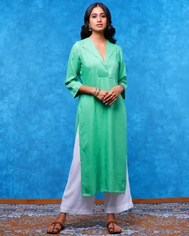 Pastel Green Lapel Kurta