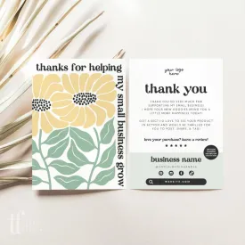 Retro Sunflower Business Thank You Card Canva Template