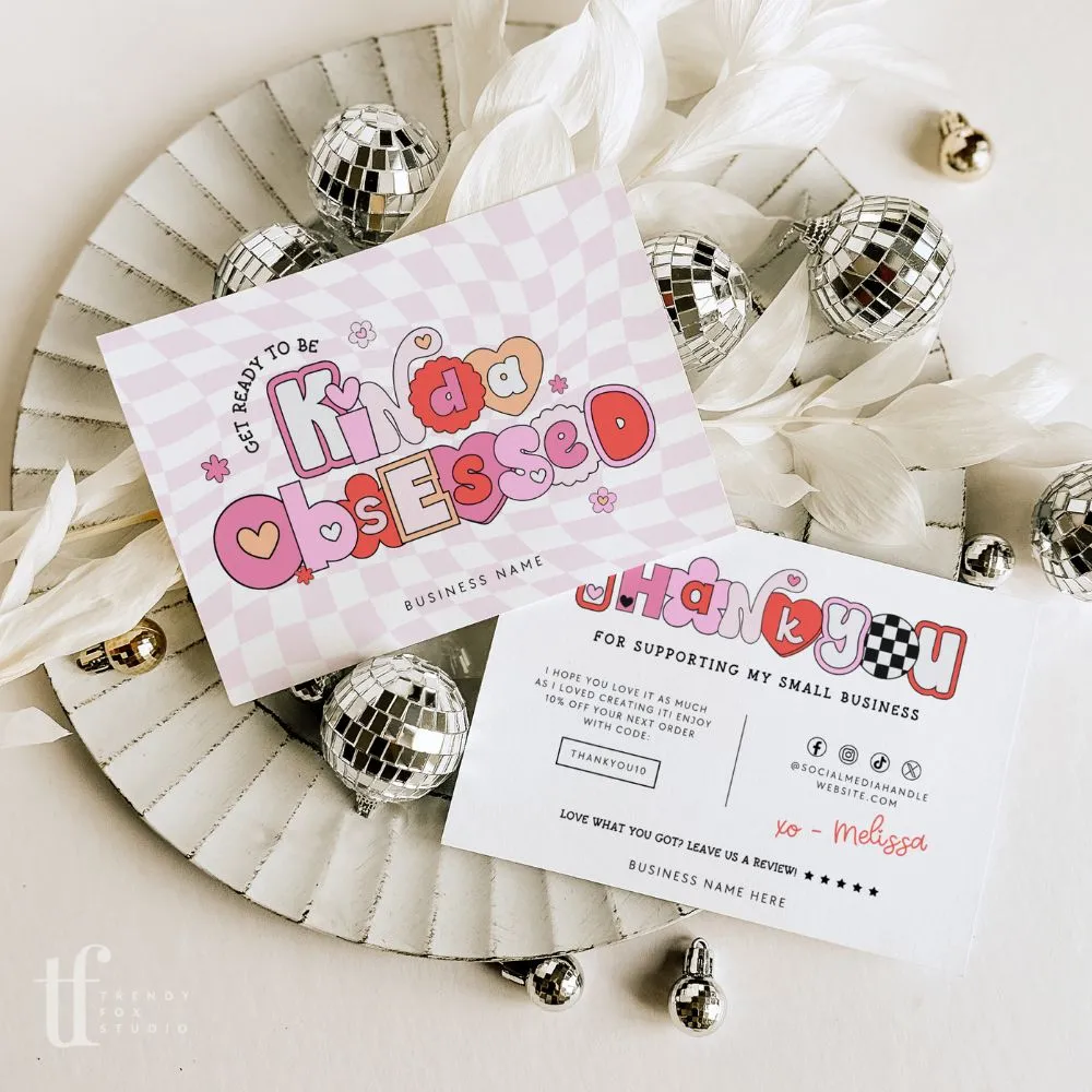 Retro Valentine's Day Business Thank You Card Canva Template | Cute Ransom Text