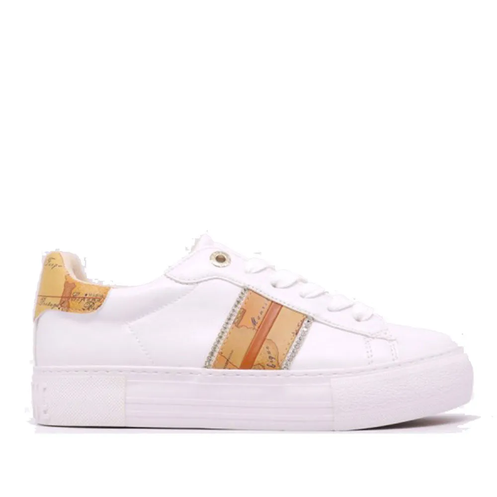 Scarpe Donna 1A Classe Alviero Martini Sneakers colore Bianco con Inserto Geo Classic e Strass 1504