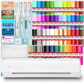 Silhouette White Cameo 5 w/ 64 Oracal Vinyl Sheets, Blades, Tools, Guides