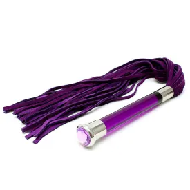Suede Flogger With Glass Handle And Crystal Purple