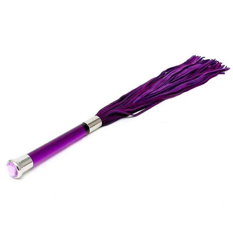 Suede Flogger With Glass Handle And Crystal Purple
