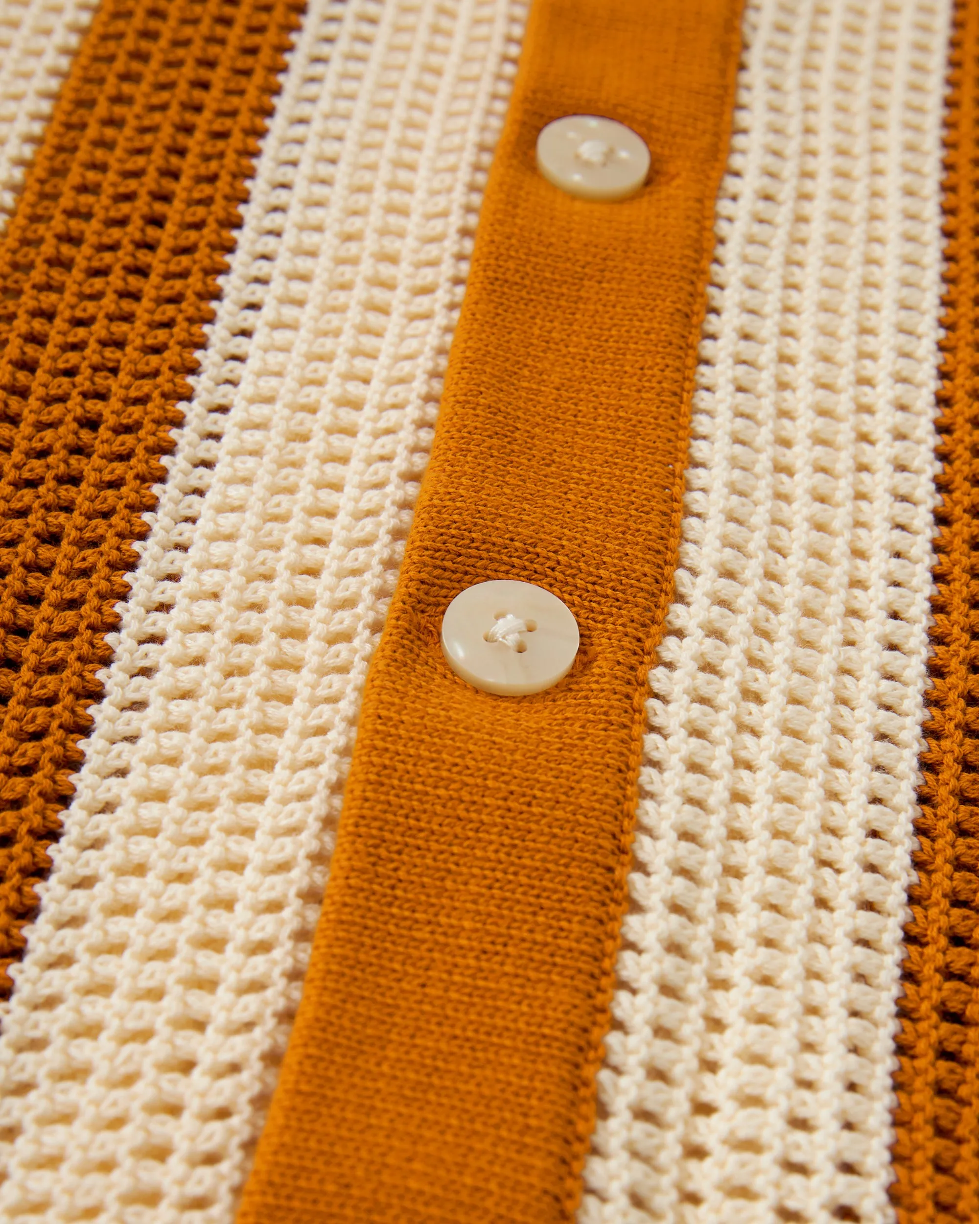 The Dominica Crochet Shirt - Burnt Sienna Stripe