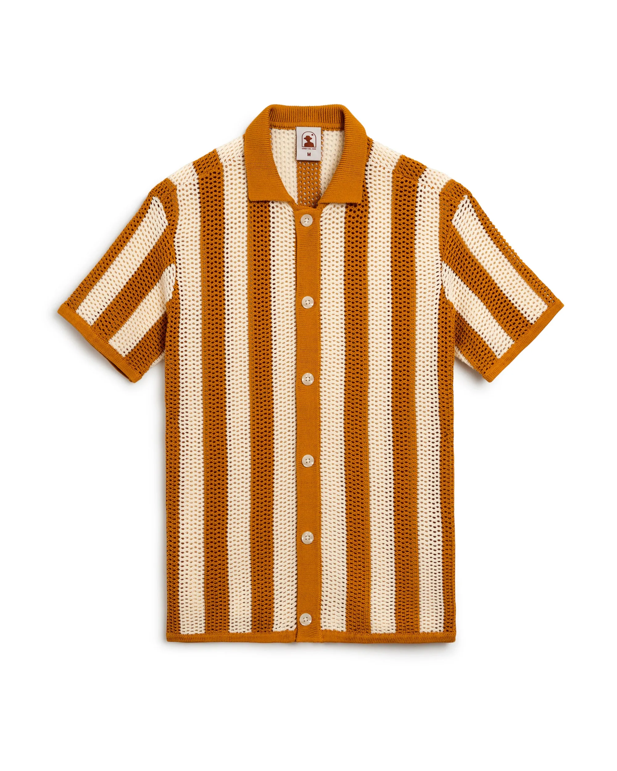 The Dominica Crochet Shirt - Burnt Sienna Stripe