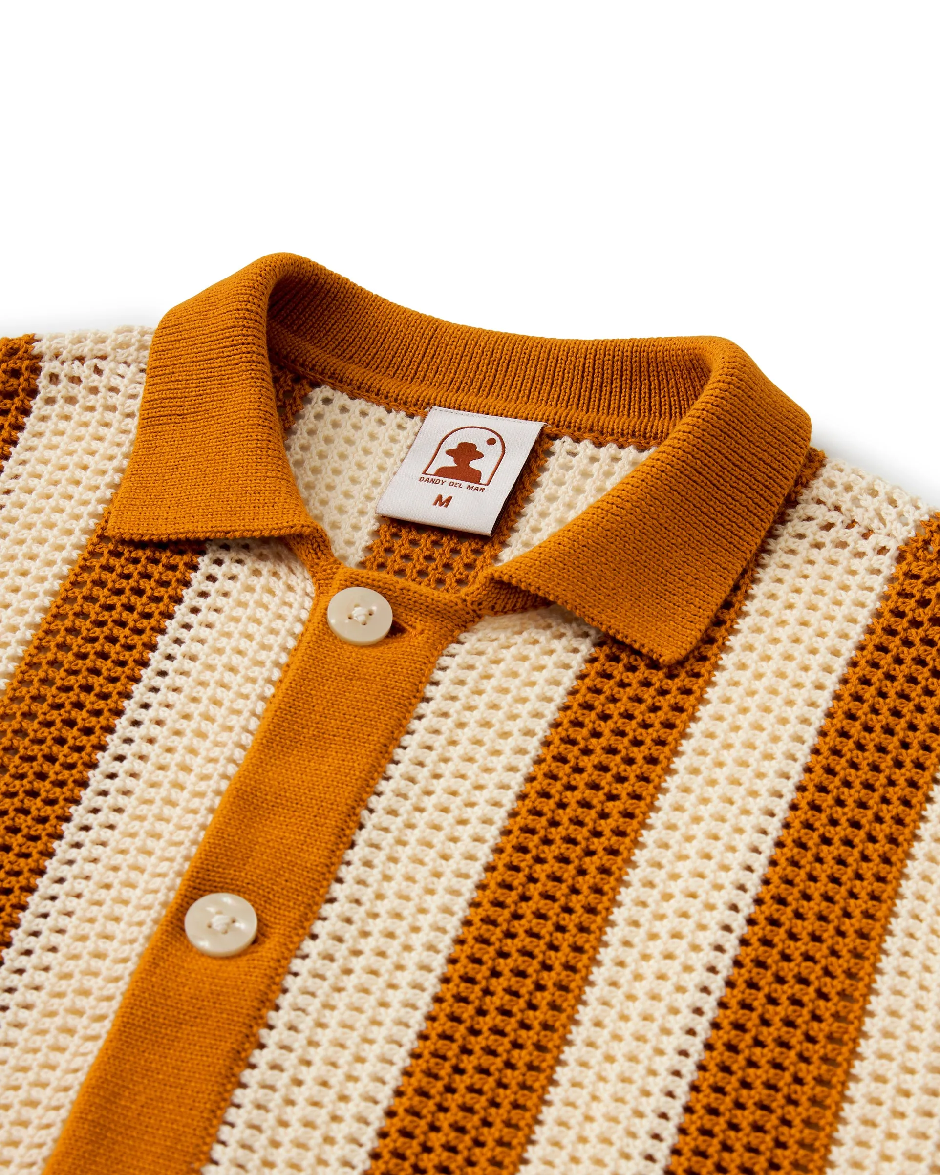 The Dominica Crochet Shirt - Burnt Sienna Stripe