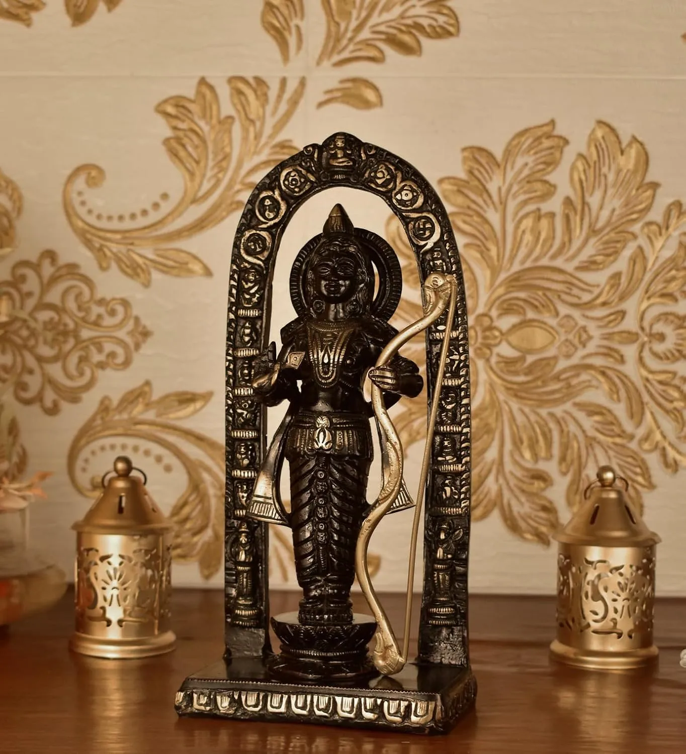 White Whale Brass Lord Ram Brass Statue Rama Idol for Temple Mandir Sculpture Office and Home Dcor