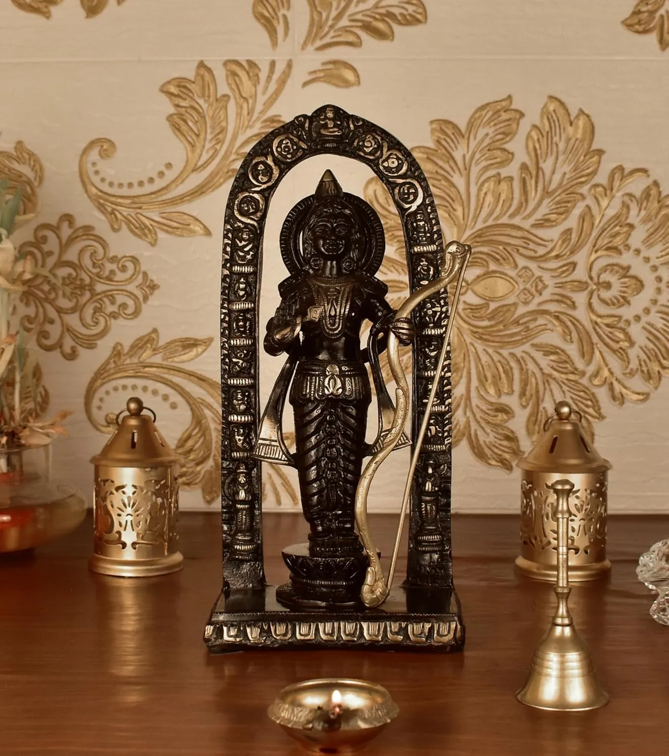 White Whale Brass Lord Ram Brass Statue Rama Idol for Temple Mandir Sculpture Office and Home Dcor