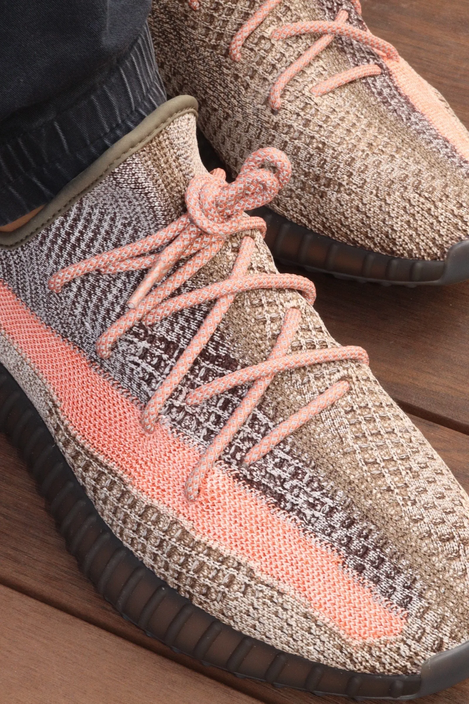 Yeezy Laces 3M Reflective Static Ash Stone Orange Rope Laces